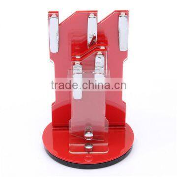 New Arrival Hot Sale Useful Red Acrylic Kitchen Ceramic Knife Holder Kitchen Knife Stand Block For 3 4 5 6 Knives And Peeler
