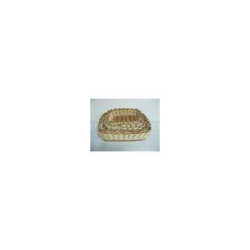 Weaving Plastic Rattan Bread Basket Smellless , Bakery Display Tray