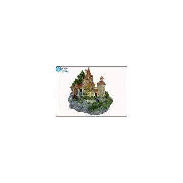 Luxury Castle Aquarium Resin Ornaments With Landscaping Rockery And Waterwheel