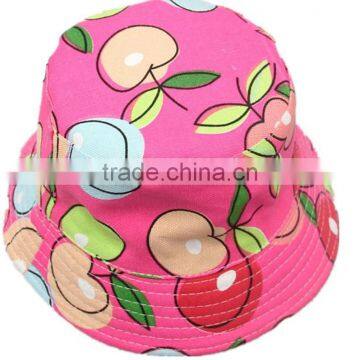 Cartoon Fruit Peach Cherry Design Children Fisherman Hat Bucket Caps