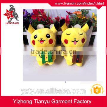 15cm yellow soft pokemon plush keychain for promotional