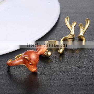 Christmas Antler Elk Deer Silver Knuckle Midi Ring 3 Pack photo-3