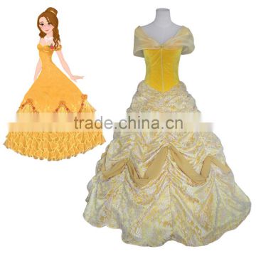 Beauty and the Beast Princess Belle Dress Women Halloween Carnival Party Cosplay Dress