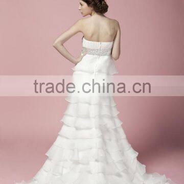 Sheath Sweetheart Neck Ruffle With Beaded Sash Strapless Wedding Dress AS27902 photo-2