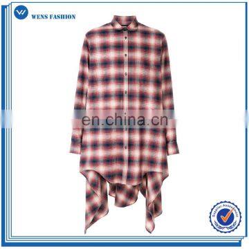 2017 new design long casual men Plaid shirt with pocket mens shirts