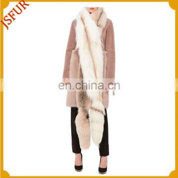 Winter Women Bi-colour Long Scarf Genuine Fox Fur Wholesale Scarf