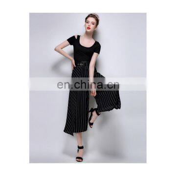 New Fashion Dress Temperament Strip Pattern Empire Loose Pants for Women Wear photo-2