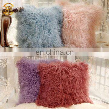 More Colors Wholesale Fancy Tibet Mongolian Lamb Fur Throw Pillow