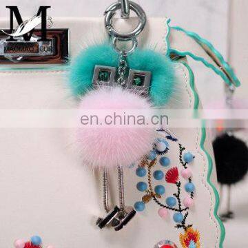 2016 Fashionable Promotion Cheap Custom Genuine Mink Fur Robot Toy Luxury Keychain / Luxury Car Keychain