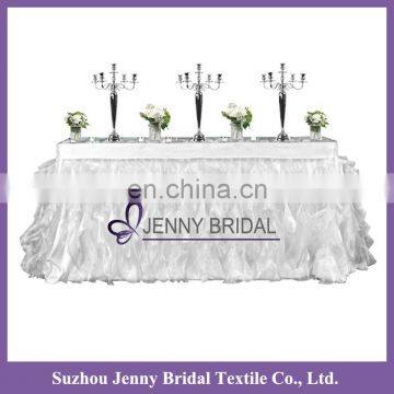 TC012M Organza Cheap Fabric Table Cloths Rectangular Marriage Decoration Table Skirt photo-2