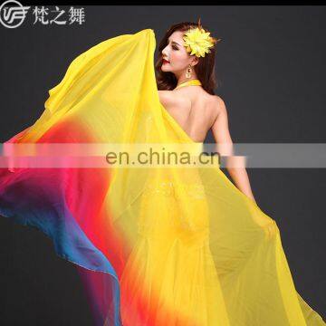 P-9044 2017 semi circular gradient color 2.5*1.3m belly dance imitated silk veil