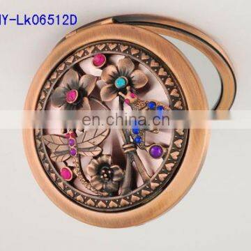 3D Hollow Decoration Antique Metal Pocket Makeup Mirror photo-3