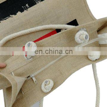 Natural Jute Burlap Tote Bag With Cotton Webbed Handles photo-4