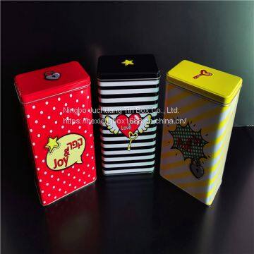 Square Cookie Tins With Customized Size For Biscuit Cookie Hinged Sugar Tin Plus