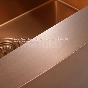 957023 HIGOLD PVD Rose Gold Nano SUS 304 Stainless Steel Handmade Sink Apron Sink Farmhouse Sink 1.2mm photo-3