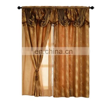 Home Decoration Fancy Jacquard Curtain with Attached Valance and Fabric Tassels Soft