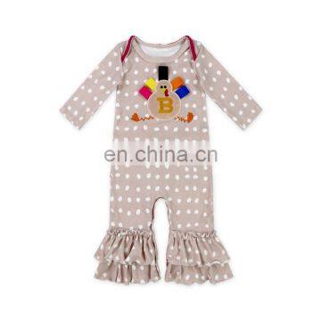 Baby Boutique Polka Dots Ruffle Turkey Baby Thanksgiving Romper Wholesale for Baby photo-4