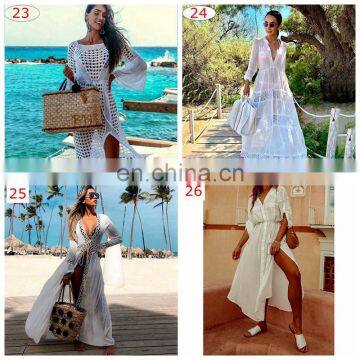 50styles Crochet White Knitted Beach Cover up Dress Tunic Long Pareos Bikinis Cover Ups Swim Cover up Robe Plage Beachwear photo-4