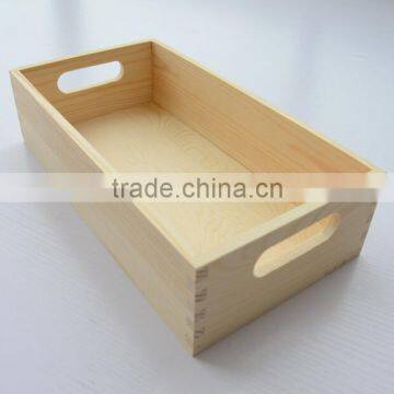 Natural Pine Wooden Crate With Handle