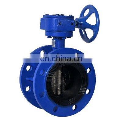 Bundor industry worm gear actuator double flange butterfly valve dimensions butterfly valve