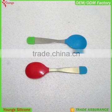 FDA Silicone Spoon With Stainless Steel Handle Silicone Baby Spoon photo-5