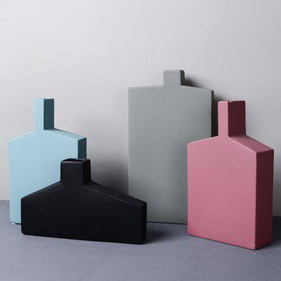 Luxurious Nordic Style Winebottle Small Ceramic Vase, Sample Room Hotel Decoration photo-3