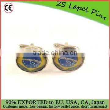 Free artwork design custom Brazil Brasil Flag Cuff Links