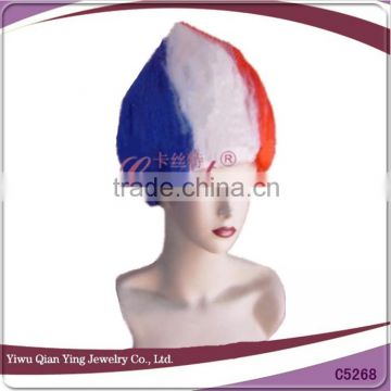 Cheap Flag coloured good troll fans wigs synthetic