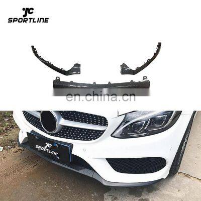 Carbon Fiber A205 C205 Front Bumper Lip for Mercedes Benz C200 C250 C43 AMG 2D 4D 15-17