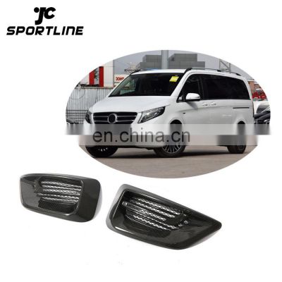 V-Class W447 Dry Carbon Front Fog Lamp Vents for Mercedes Benz Vito V220 V250 Van 16-18