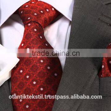 Red Floral Necktie set, pocket square and cufflink set neck tie, corbata, gravate, krawatte, cravatta, fashion tie