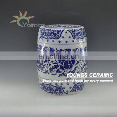 Chinese Antique Blue and White Porcelain Floral Garden Stools For Home Decor