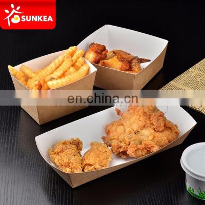 Fried Fish Potato Fries Paper Paperboard Tray Custom Printed Disposable Food & Beverage Packaging Coated Paper UV Coating Accept