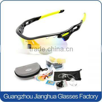 Anti-glare outdoor sports cycling wrap around interchangeable lens glasses