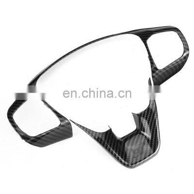 Autoaby 1 Set Carbon Fiber Car Steering Wheel Trim Control Button Frame Cover Accessories For Ford Fiesta ST MK8 2017-2019