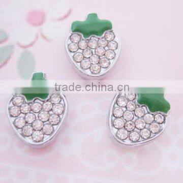 2015 New Supermarket Rhinestone Crystal Strawberry 8mm Slide Charms