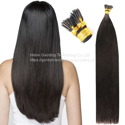 I Tip Human Hair Extension Long Straight Natrual Color