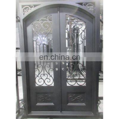 Contemporary front exterior outswing  french patio metal iron storm double entry doors