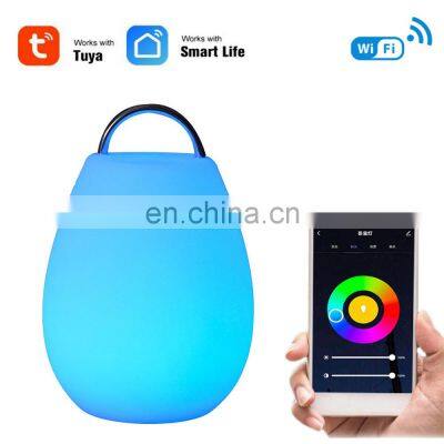 plastic decorative Tuya APP Control Smart living room Restaurant Cordless Rechargeable Led Table Night Light Lamp