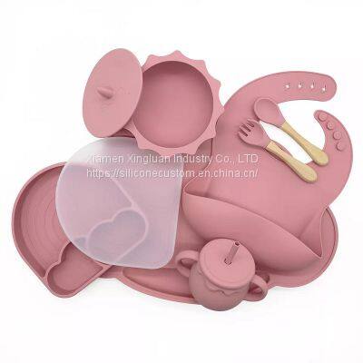 Silicon Bowl Silicone Plates For Toddlers With Placemat Suction Feeding Bib Set Wholesale photo-3