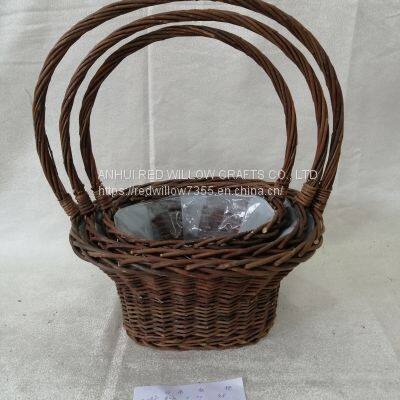 Wholesale Wicker Flower Basket With Handles Garden Basket Price