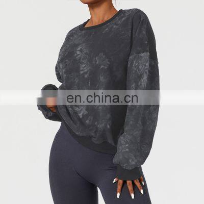 Tie Dye Women Pullover Cotton Sweatshirt Factory Sales Fall Oversized Long Sleeve Hoodies photo-4