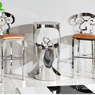 Bar Furniture Luxury Silver Stainless Steel Bar Table Cocktail Table