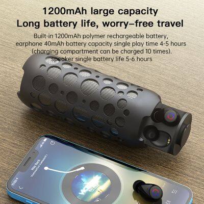Portable Bluetooths Speaker Wireless 2 in 1 Outdoor Portable Earbuds Soundbox Combo Deep Bass Mini Wireless Headphones photo-3