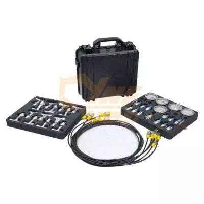 Hydraulic Test Table Combination Kit 5 jauges 13 raccords d'essai 14 connecteurs 5 tuyaux pour accessoires de machines de construction