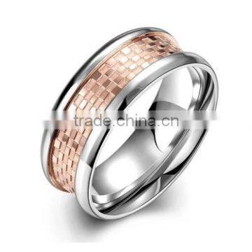 Men's 316l Stainless Steel Silver Wedding Band Rose Gold Plated Classic Promise Ring