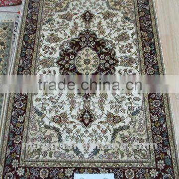 2015 hot selling Natural hand Made wool and silk black and white striped rug