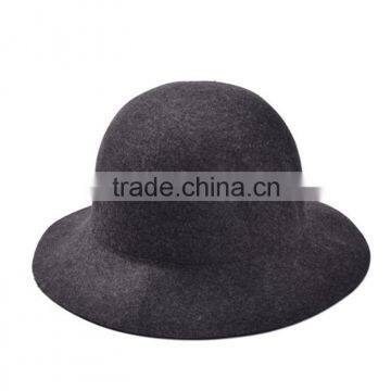 New Arrival Casual Vintage Elegant Lady Women Wide Brim Fedora Real Wool Hat