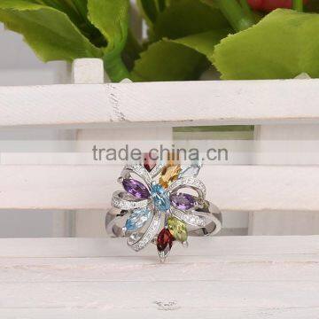 Stock Classical 925 Sterling Silver Promotional Ring With Mix Natural Stone photo-2