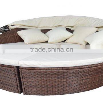 Top Sale KD Steel Round Rattan Daybed With Canopy photo-2
